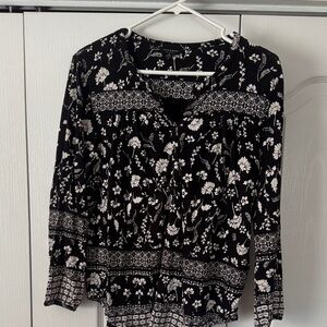 Lucky Brand Black and White Floral Blouse
